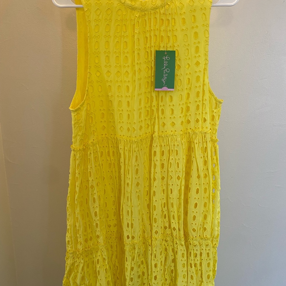 SOLD NWOT Lilly Pulitzer Indira Eyelet Dress in Lemon | L - Picture 8 of 12